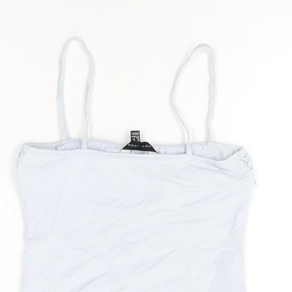 Womens UK Size 8 New Look Blue Cropped T-Shirt