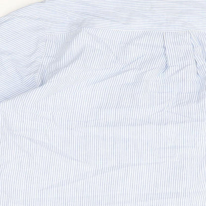 Colourways Womens Blue Striped Cotton Basic Button-Up Size 12 Collared