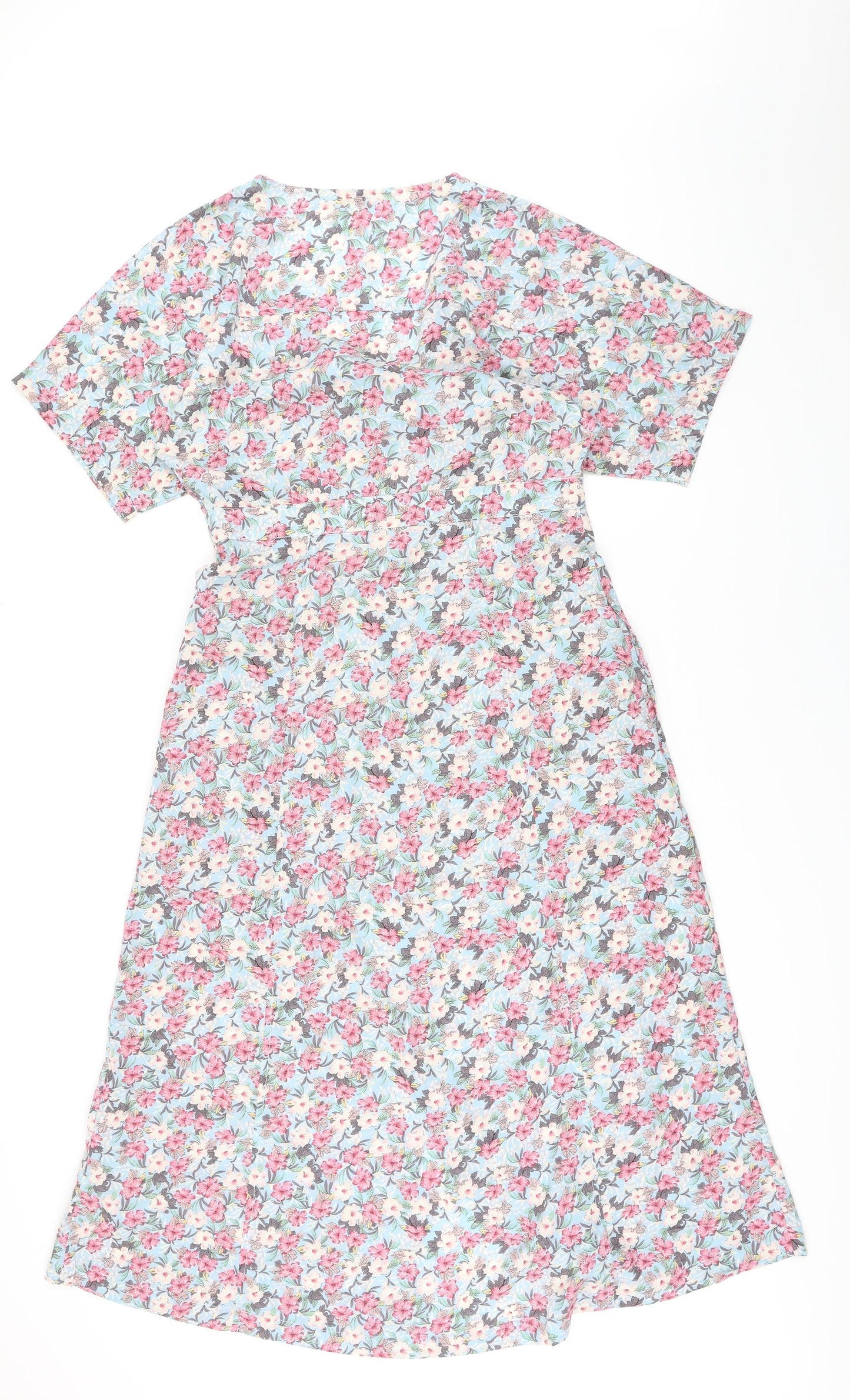 Brave Soul Womens Multicoloured Floral Polyester A-Line Size M V-Neck Button