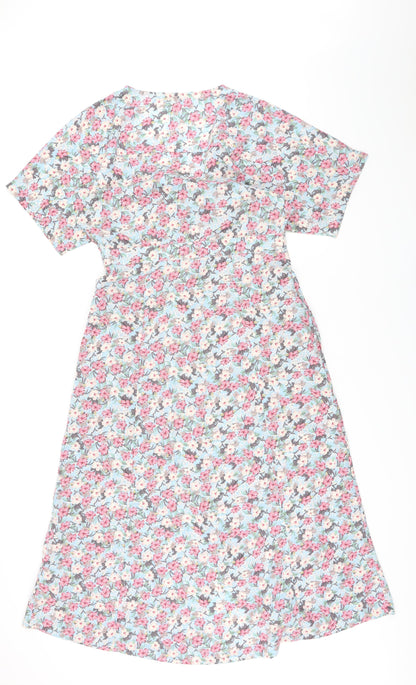 Brave Soul Womens Multicoloured Floral Polyester A-Line Size M V-Neck Button