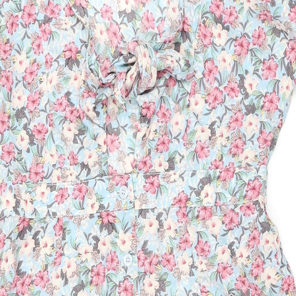 Brave Soul Womens Multicoloured Floral Polyester A-Line Size M V-Neck Button