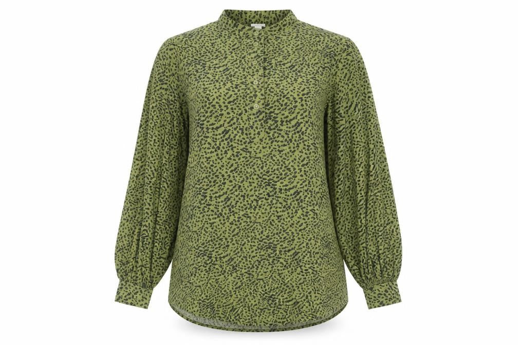 H&M Womens Green Viscose Basic Button-Up Size 4 Crew Neck