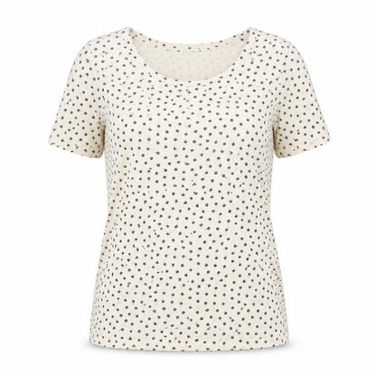 H&M Womens Ivory Floral Cotton Basic Button-Up Size M Round Neck