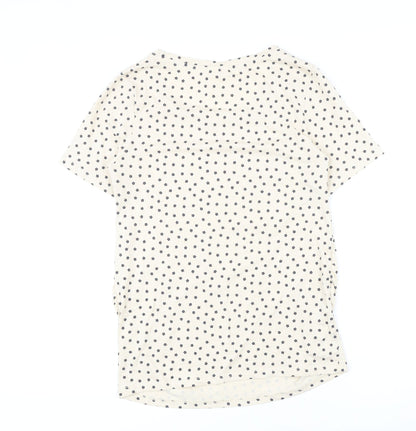 H&M Womens Ivory Floral Cotton Basic Button-Up Size M Round Neck