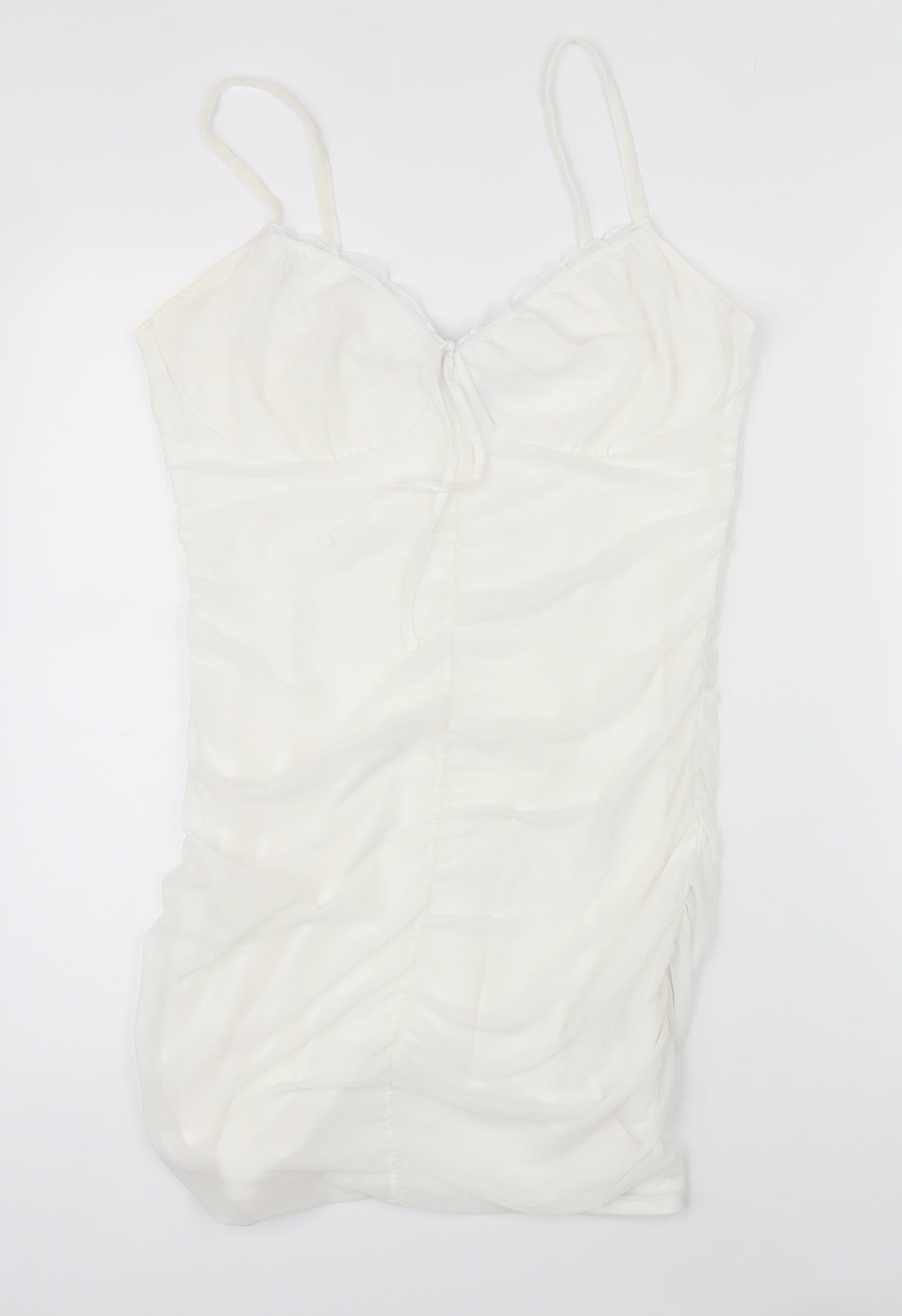 Divided by H&M Womens White Polyester A-Line Size L V-Neck