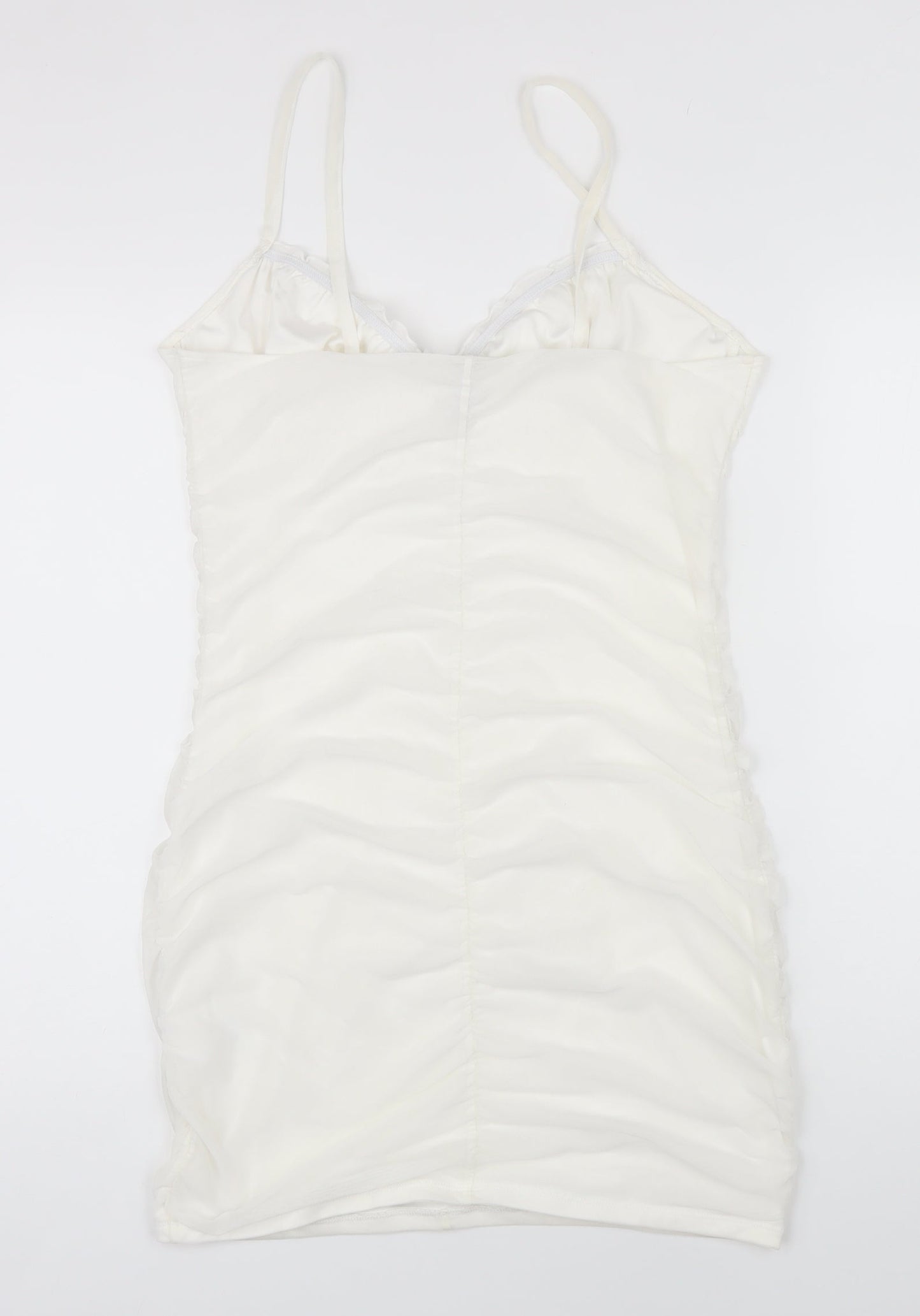 Divided by H&M Womens White Polyester A-Line Size L V-Neck