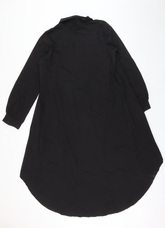 Nasty Gal Womens Black Polyester Basic Button-Up One Size Collared - High Low