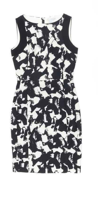 H&M Womens Ivory Polyester Pencil Dress Size 6 Round Neck Zip