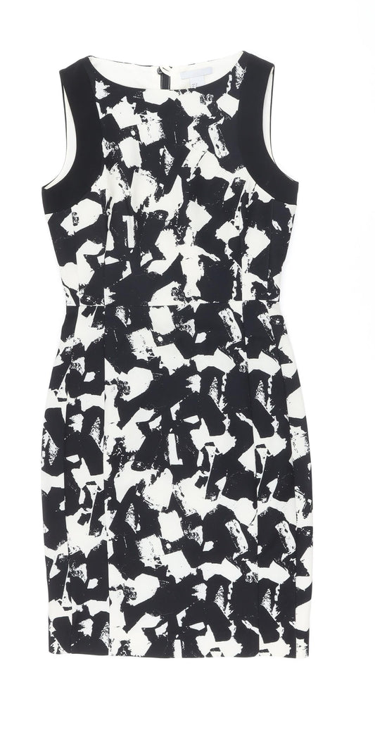 H&M Womens Ivory Polyester Pencil Dress Size 6 Round Neck Zip