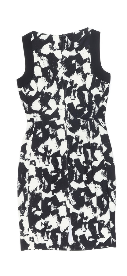 H&M Womens Ivory Polyester Pencil Dress Size 6 Round Neck Zip