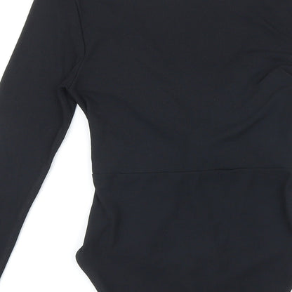 Topshop Womens Black Polyester Bodysuit One-Piece Size 8 Snap - Knot detail