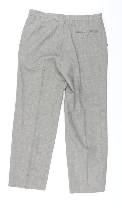 St Michael Mens Green Polyester Trousers Size 36 in L29 in Regular