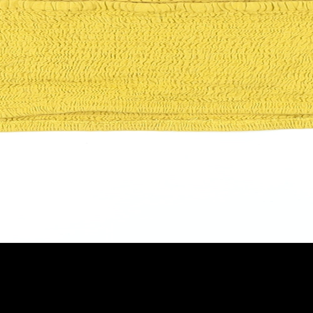 Boohoo Womens Yellow Cotton Cropped Button-Up Size 14 Square Neck - Smocked detail