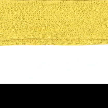 Boohoo Womens Yellow Cotton Cropped Button-Up Size 14 Square Neck - Smocked detail