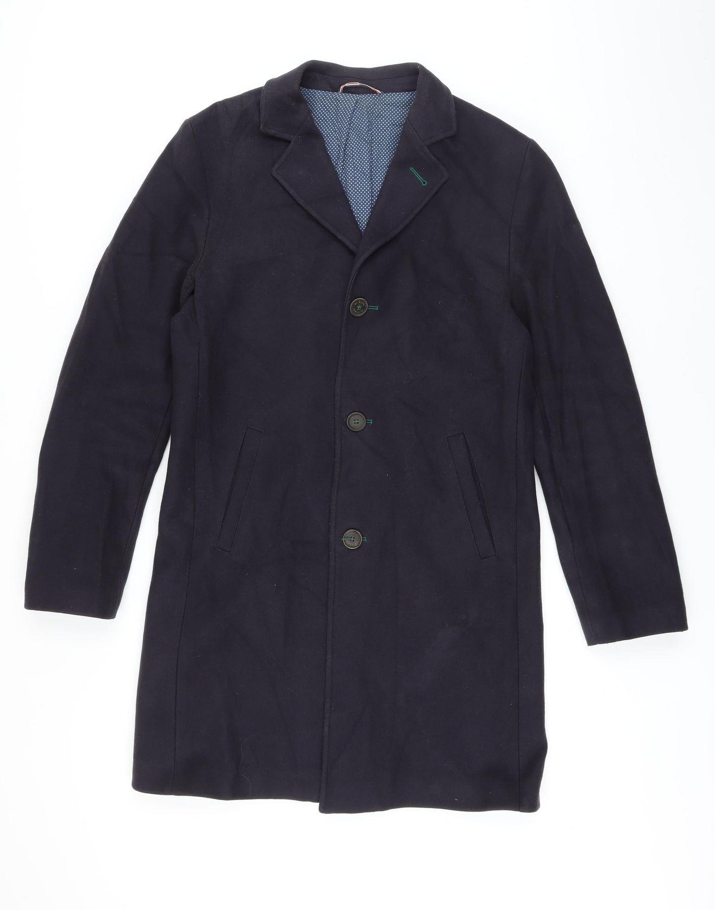 Mens UK Size M EL GANSO Blue Overcoat