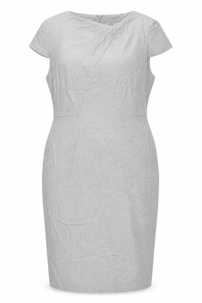 Marks & Spencer Womens Grey Polyester Pencil Dress Size 16 Round Neck Zip