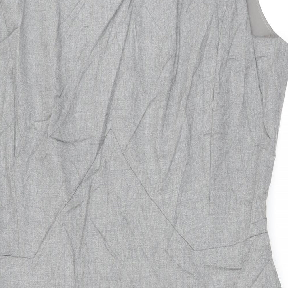 Marks and Spencer Womens Grey Polyester Pencil Dress Size 16 Round Neck Zip