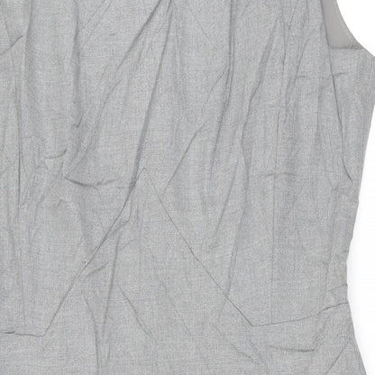 Marks and Spencer Womens Grey Polyester Pencil Dress Size 16 Round Neck Zip