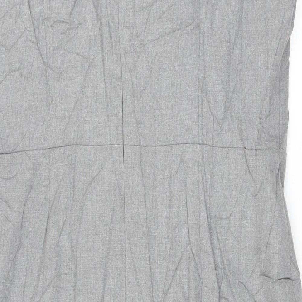 Marks and Spencer Womens Grey Polyester Pencil Dress Size 16 Round Neck Zip