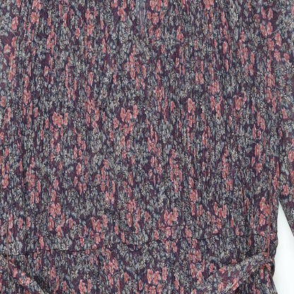 Beskestex Womens Multicoloured Floral Polyester A-Line Size 12 Round Neck Tie - Pleated front