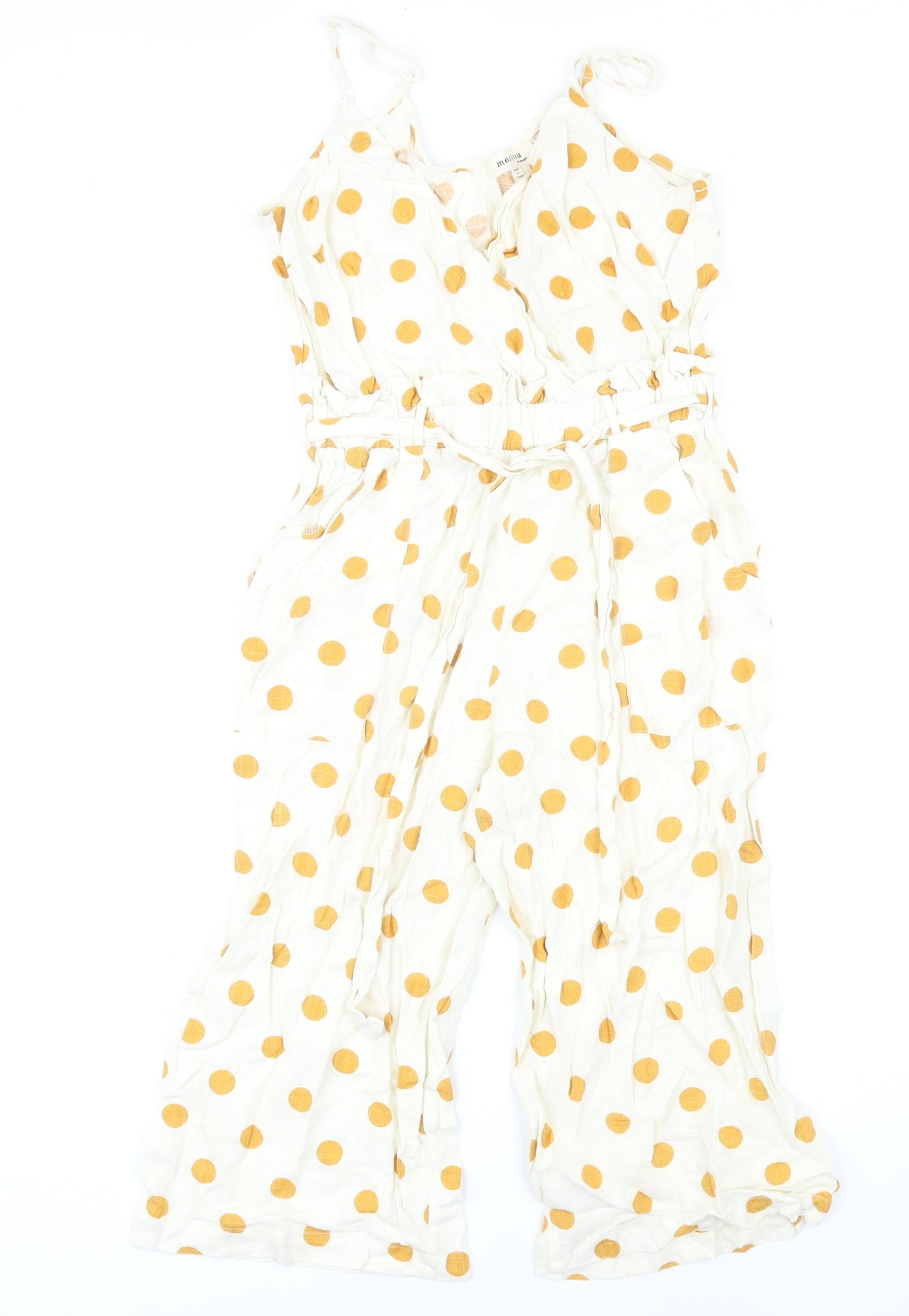 Monteau Womens Ivory Spotted Linen Playsuit One-Piece Size S L17 in