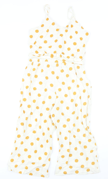 Monteau Womens Ivory Spotted Linen Playsuit One-Piece Size S L17 in