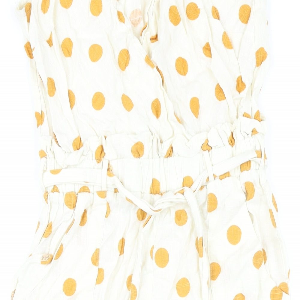 Monteau Womens Ivory Spotted Linen Playsuit One-Piece Size S L17 in