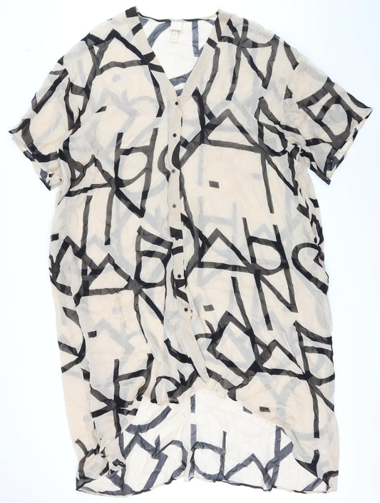 Womens UK Size L H&M Beige Basic Button-Up