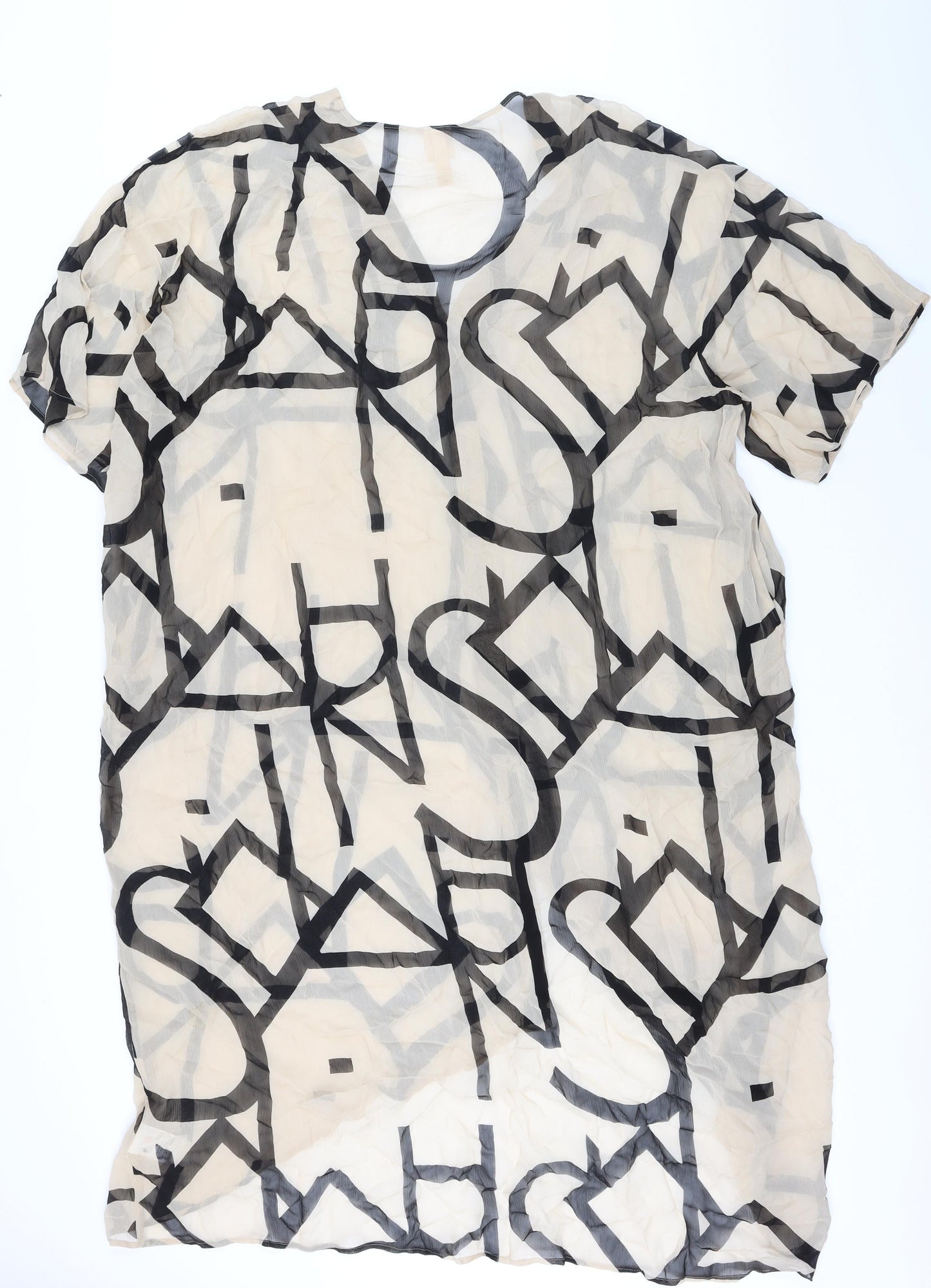 Womens UK Size L H&M Beige Basic Button-Up