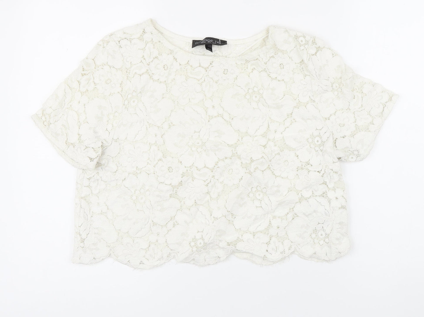 Womens UK Size 12 Topshop White Basic Button-Up