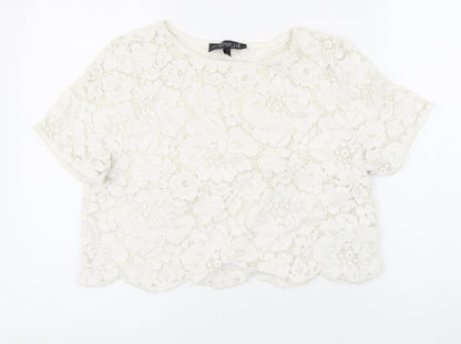Womens UK Size 12 Topshop White Basic Button-Up