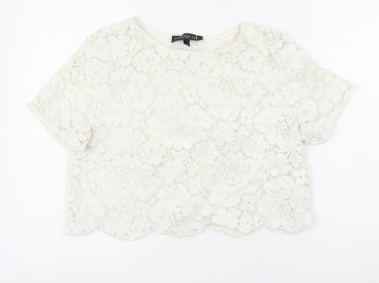 Womens UK Size 12 Topshop White Basic Button-Up