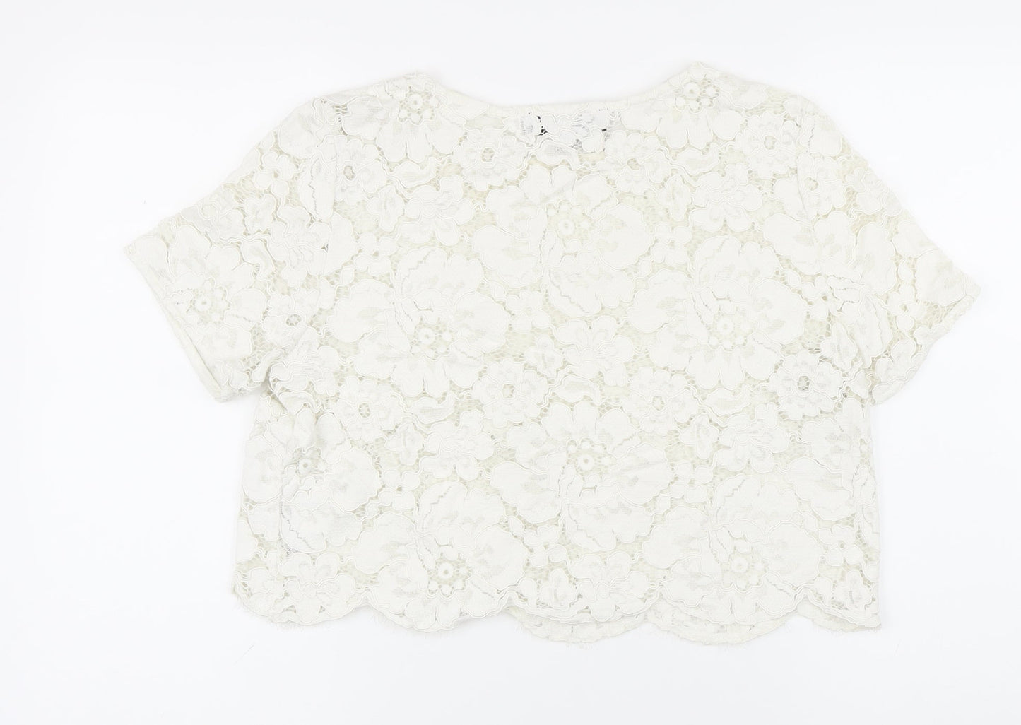 Womens UK Size 12 Topshop White Basic Button-Up