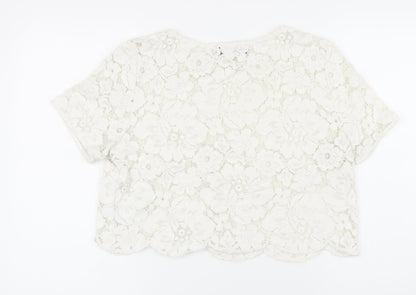 Womens UK Size 12 Topshop White Basic Button-Up