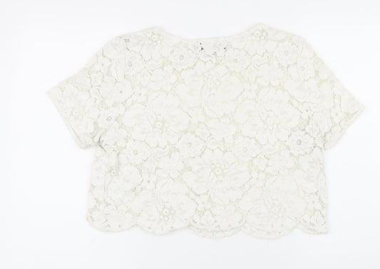 Womens UK Size 12 Topshop White Basic Button-Up