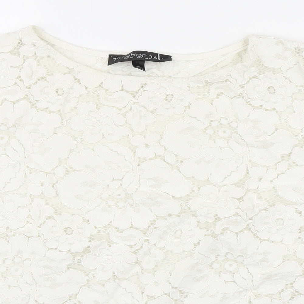 Womens UK Size 12 Topshop White Basic Button-Up