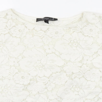 Womens UK Size 12 Topshop White Basic Button-Up