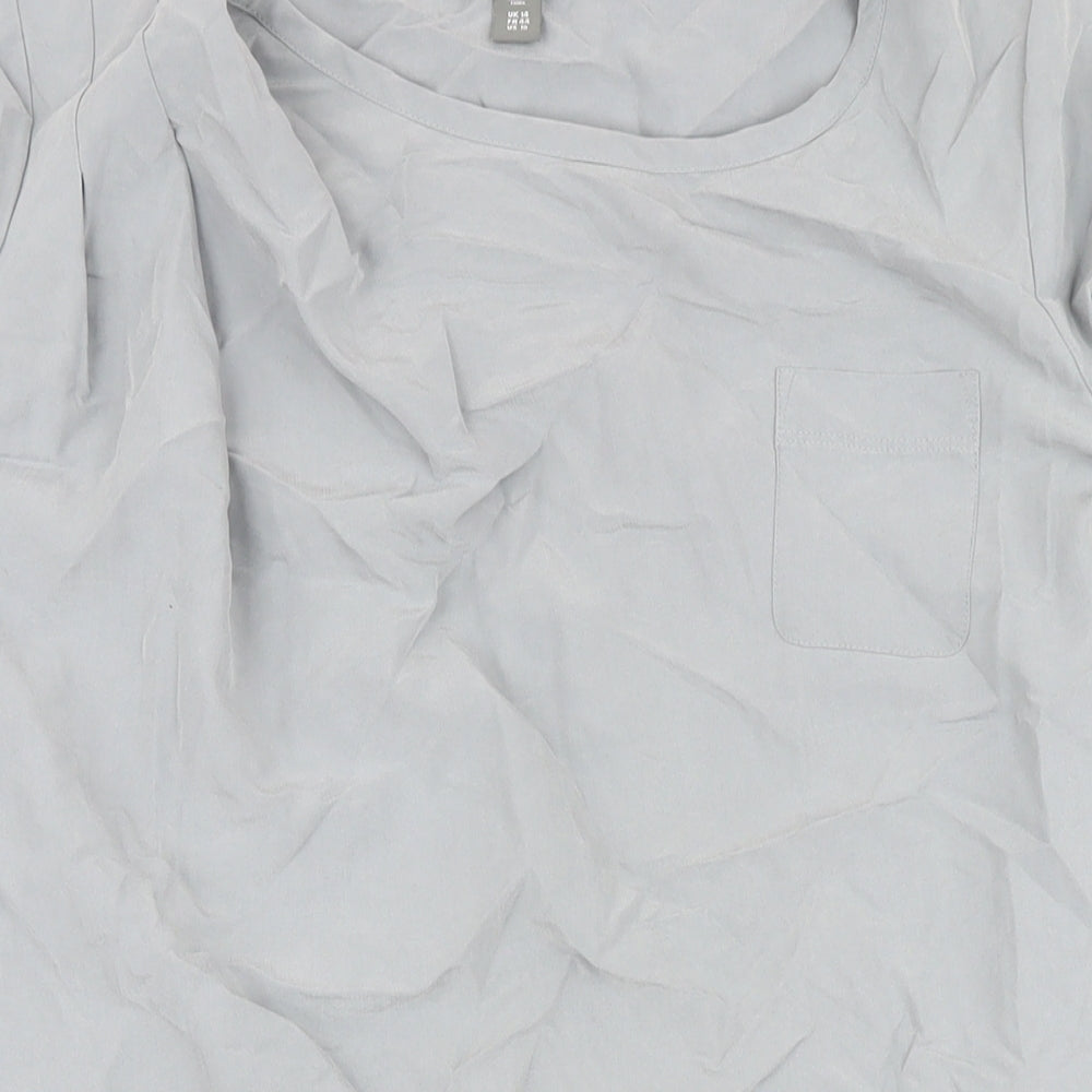 Gap Womens Grey Modal Shirt Dress Size 14 Round Neck - Pleated detail