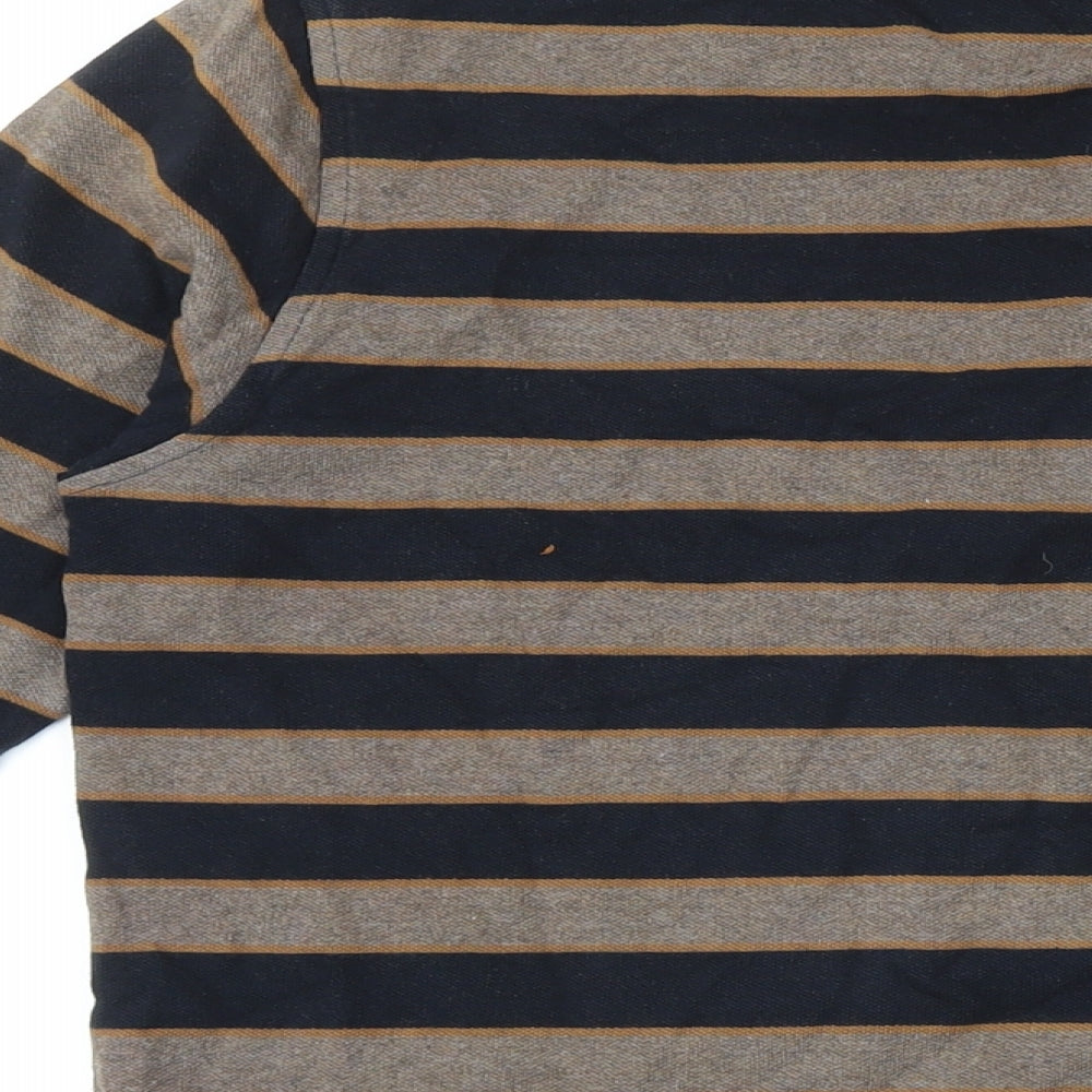 Santa Barbara Mens Blue Striped Cotton Polo Size M Collared Button