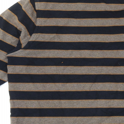 Santa Barbara Mens Blue Striped Cotton Polo Size M Collared Button