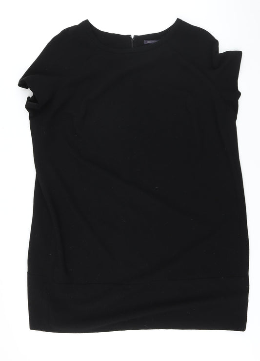 Marks and Spencer Womens Black Polyester Pencil Dress Size 24 Boat Neck Zip
