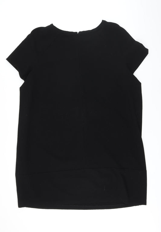 Marks and Spencer Womens Black Polyester Pencil Dress Size 24 Boat Neck Zip