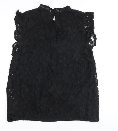 Womens UK Size M H&M Black Basic Button-Up