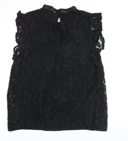 Womens UK Size M H&M Black Basic Button-Up