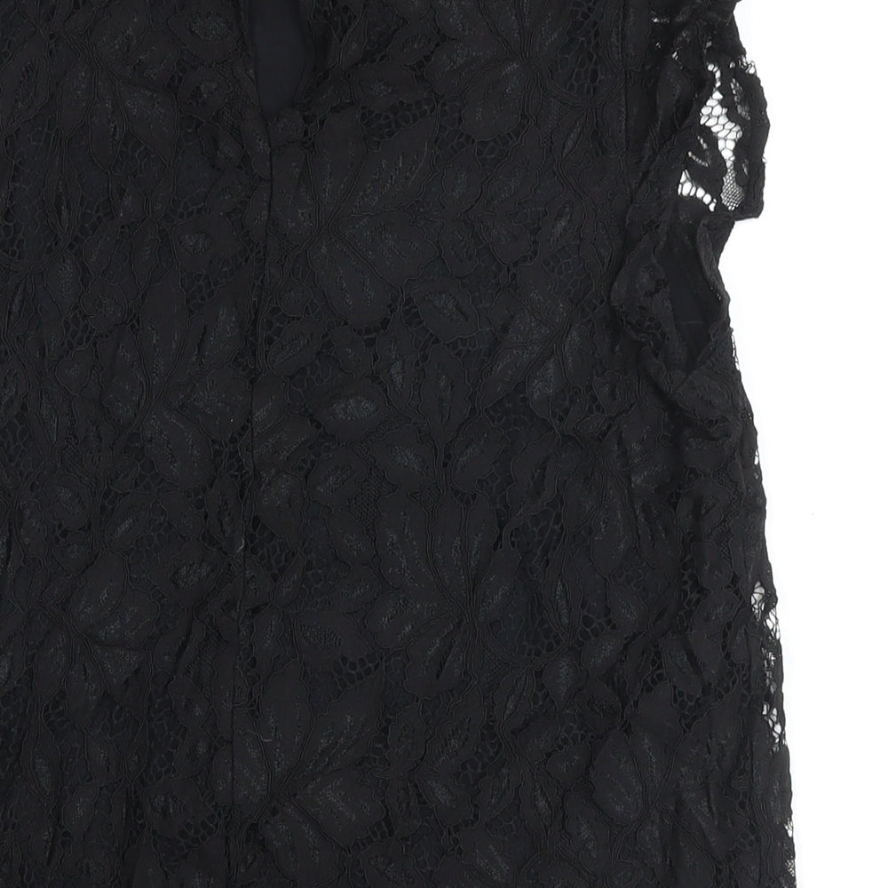 Womens UK Size M H&M Black Basic Button-Up