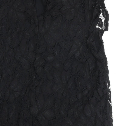 Womens UK Size M H&M Black Basic Button-Up