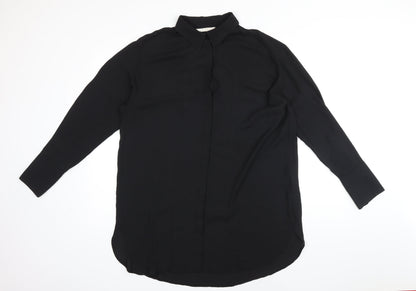 Womens UK Size M H&M Black Basic Button-Up