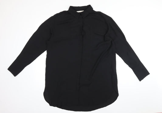 Womens UK Size M H&M Black Basic Button-Up
