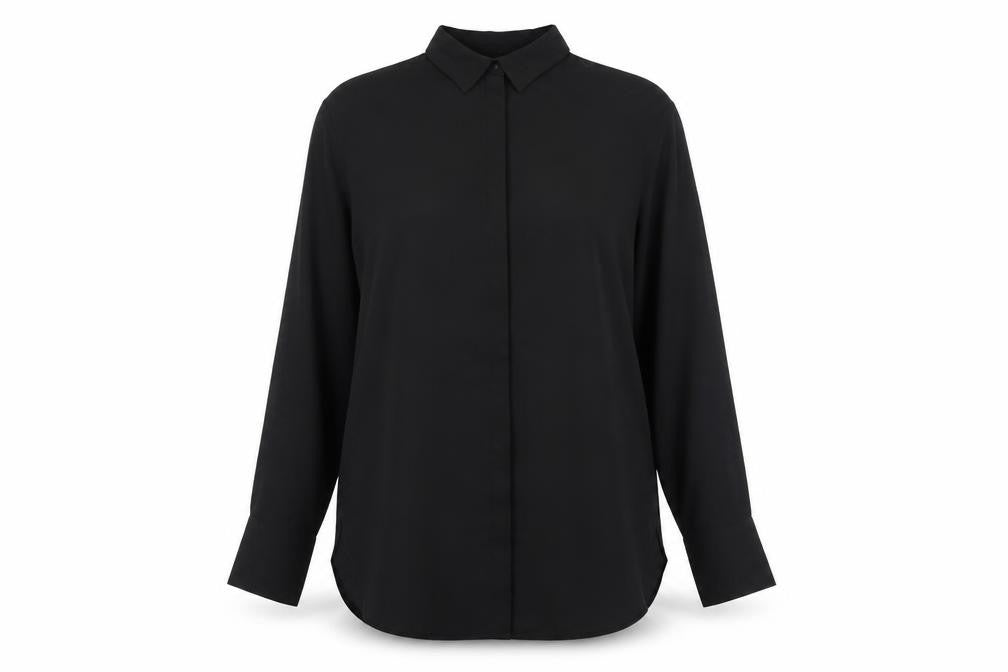 Womens UK Size M H&M Black Basic Button-Up