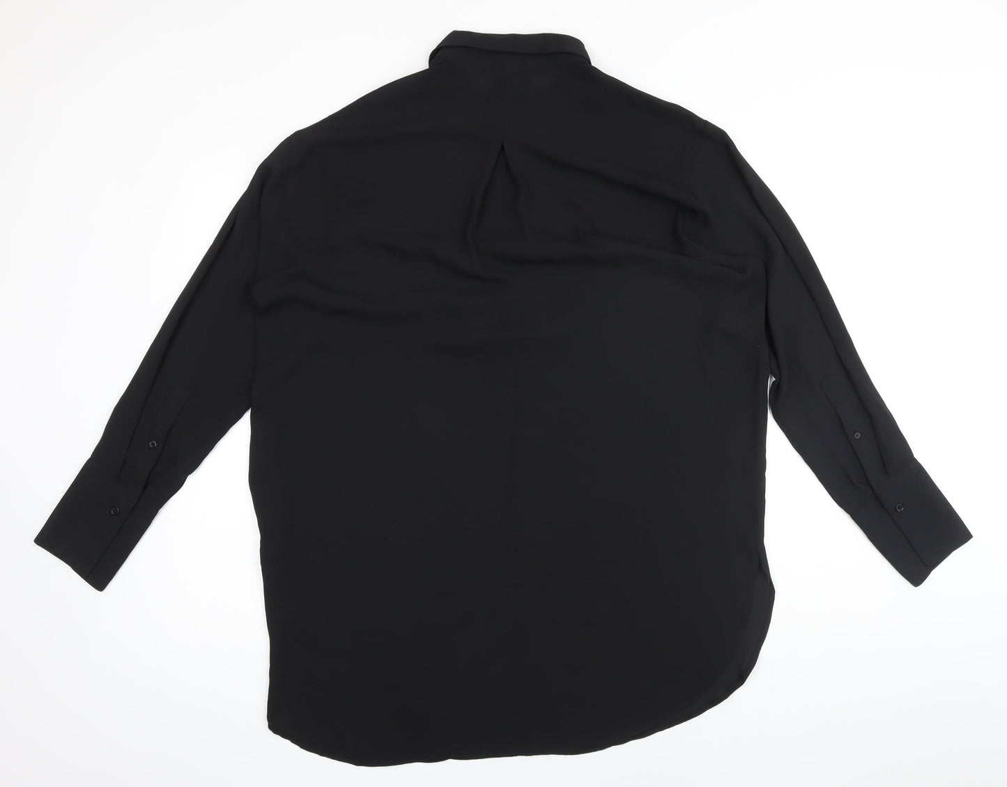 Womens UK Size M H&M Black Basic Button-Up